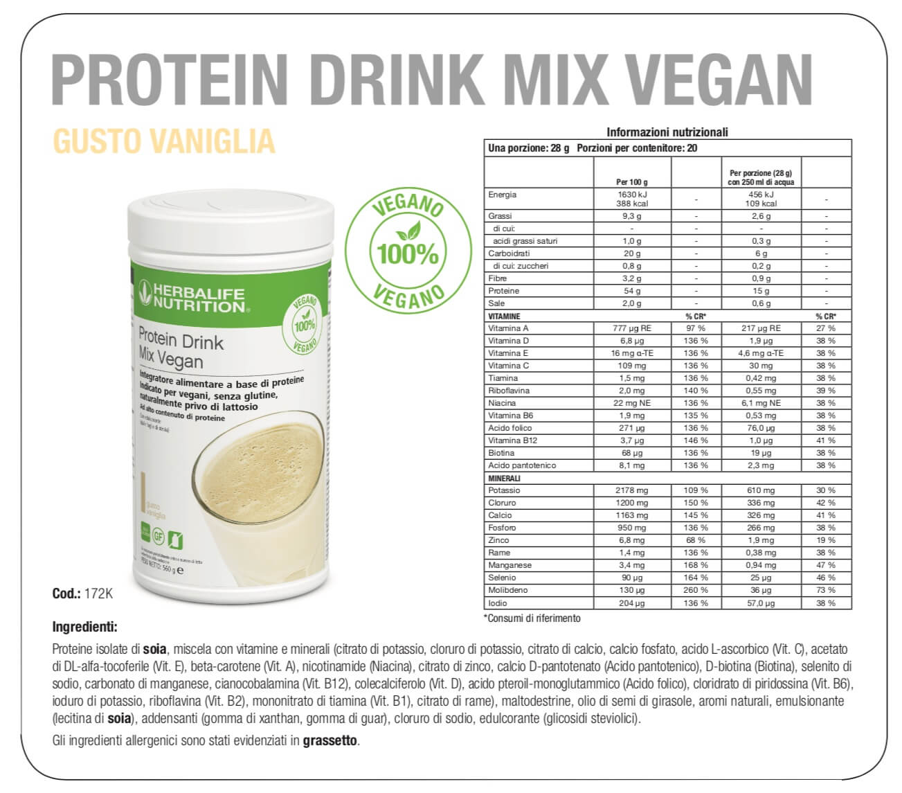 Herbalife | Protein Drink Mix Vegan - Shake Proteico Herbalife per Vegani